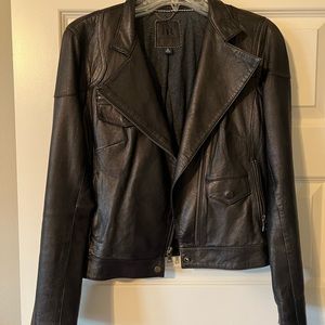 EUC Banana Republic black ladies motorcycle style leather jacket, size small
